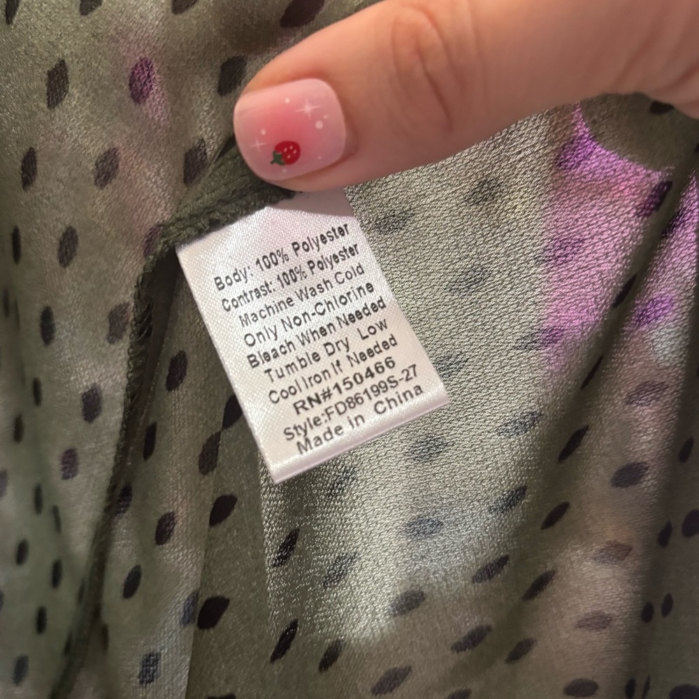 Elegant Olive Green Black Diamond Spot Pattern Fun 2 Fun Business Casual Blouse - Picture 6 of 6